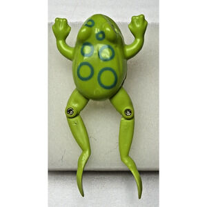 Vintage Tomy Toy Green Wind Up Frog Swimmer Blue Spots